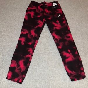 NWT Youth Jordan Black and Red rye dye Sweats